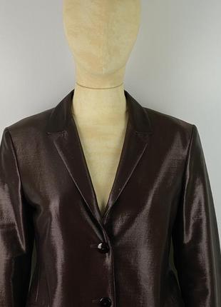 Оригинальный женский блестящий пиджак блейзер jil sander shiny brown wool blazer3 фото