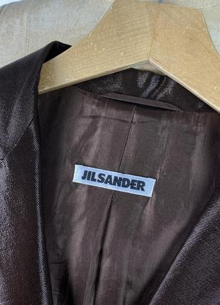 Оригинальный женский блестящий пиджак блейзер jil sander shiny brown wool blazer7 фото