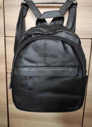 Рюкзак черный женский из экокожи3 фото