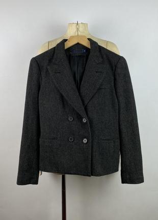 Оригинальный женский двубортный шерстяной пиджак блейзер polo ralph lauren wool tweed gray blazer siz