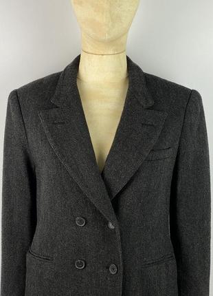 Оригінальний жіночий двобортний вовняний піджак блейзер polo ralph lauren wool tweed gray blazer siz3 фото