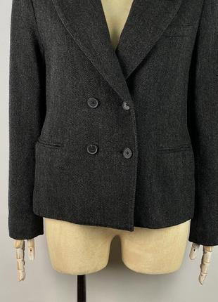 Оригинальный женский двубортный шерстяной пиджак блейзер polo ralph lauren wool tweed gray blazer siz4 фото