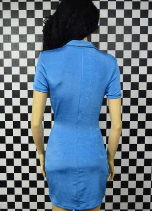 Платье голубое на пуговицах с драпировкой платье с переливом4 фото