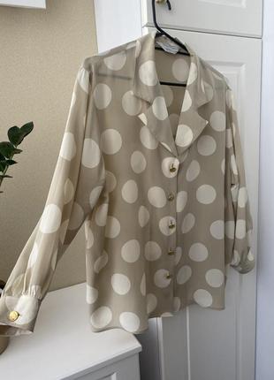 Сорочка блуза рубашка в горох 100% шовк silk maxmara polka dot dolce&amp;gabbana1 фото