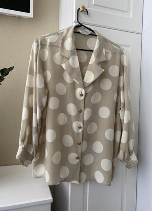 Сорочка блуза рубашка в горох 100% шовк silk maxmara polka dot dolce&amp;gabbana3 фото