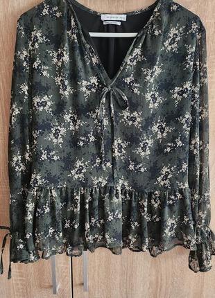 Блуза резервед хаки принт в цветы 36р1 фото