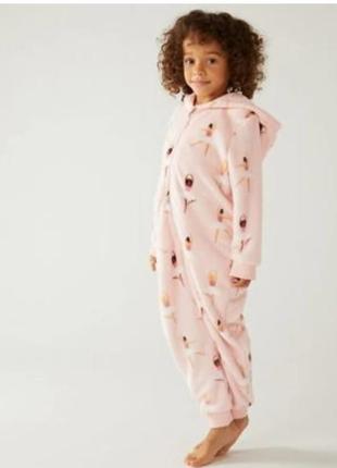 Шикарный флисовый комбинезон, пижама, ромпер на меху травке с балеринами  m&s 5-6 лет9 фото