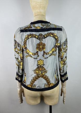 Невероятная винтажная шелковая блузка gucci vintage 2008 silk gold pattern blouse size 384 фото
