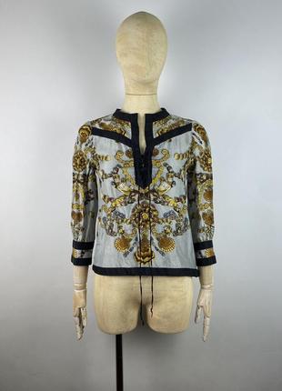 Невероятная винтажная шелковая блузка gucci vintage 2008 silk gold pattern blouse size 38