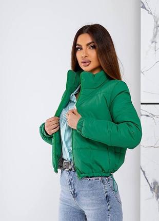 Базова демісезонна куртка курточка молочна  чорна зелена малина5 фото