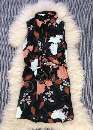 Сукня-сорочка сарафан поясом квітковий принт віскоза6 фото
