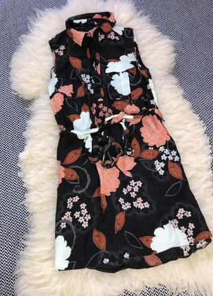 Сукня-сорочка сарафан поясом квітковий принт віскоза5 фото