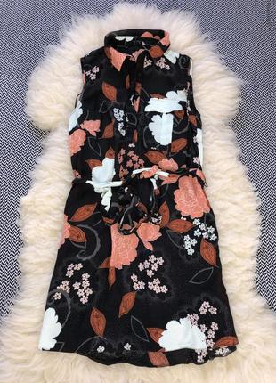 Сукня-сорочка сарафан поясом квітковий принт віскоза4 фото