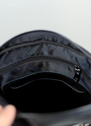 Сумка-мессенджер із натуральної шкіри, сумка через плече чоловіча skill tablet (чорна)9 фото