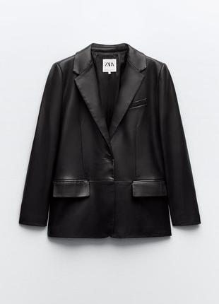 Шкіряний піджак zara жакет оверсайз з еко-шкіри