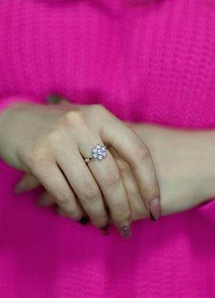 Женское серебряное кольцо с альпинитом и кубическим цирконом, покрытое родием4 фото