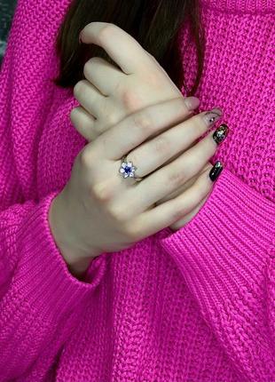 Женское серебряное кольцо с альпинитом и кубическим цирконом, покрытое родием3 фото