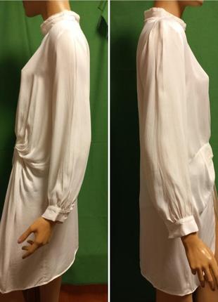 Удлинённая кремовая блуза с высоким разрезом zara.  jil sander3 фото