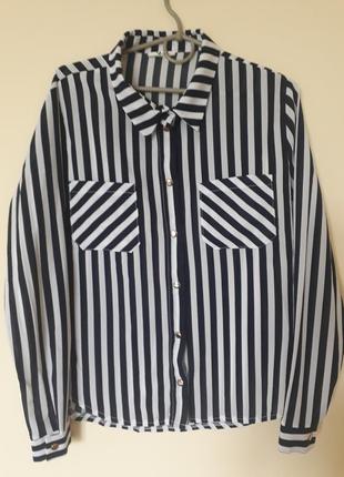 Шифонова блузка у темно синю полоску