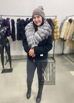 Іднальна для весни🌷 жіноча демісезонна косуха, турецький кашемір в поєднанні із фінською чорнобуркою, 42-54 розміри