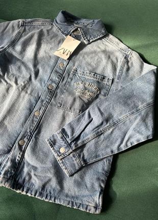 Zara джинсовая классическая рубашка4 фото