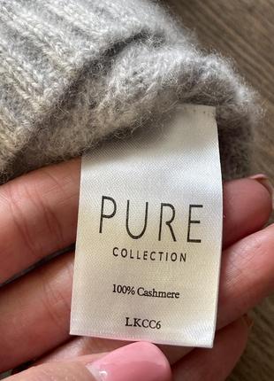 Світло сірий светр кофта pure collection 100% кашемір пухкий світло сірий у коси  рукав четвертний8 фото