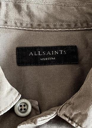 Allsaints spotter ls рубашка овершот из плотного хлопка хаки в стиле милитари р. m5 фото