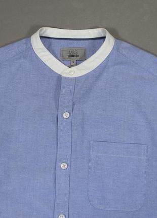 Четкая приталенная рубашка без воротничка (стойка, grandad collar) от marks &amp; spencer