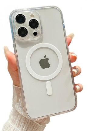 Clear magnetic tpu+pc case — iphone 15  — transparent