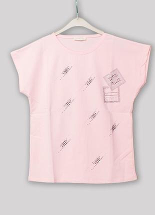 Нежного цвета женская футболка serenad, пудра, розовая, турция, сезон 2020