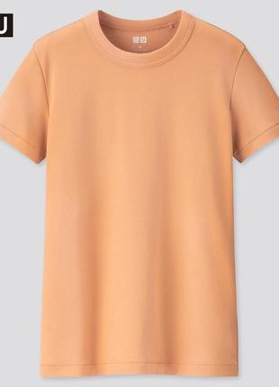 Классическая базовая однотонная женская хлопковая футболка uniqlo в винтажном стиле2 фото