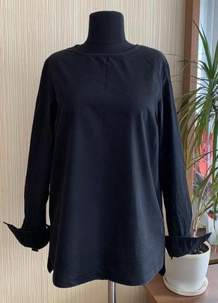 Рубашка женская черная хлопковая коттоновая блуза new look размер m