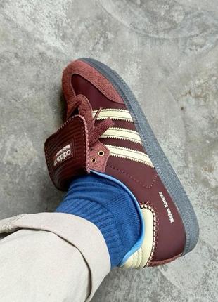 Трендовые женские кроссовки adidas samba nylon x wales bonner fox brown бордовые4 фото