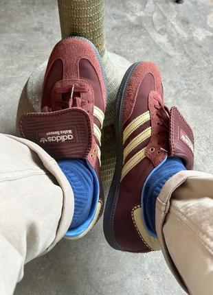 Трендові жіночі кросівки adidas samba nylon x wales bonner fox brown бордові6 фото