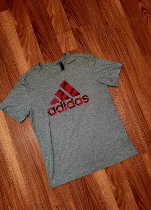 Серая футболка adidas с большим лого2 фото