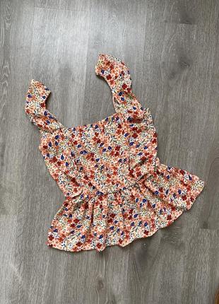Цветочный топ майка блуза in the style с рюшами1 фото