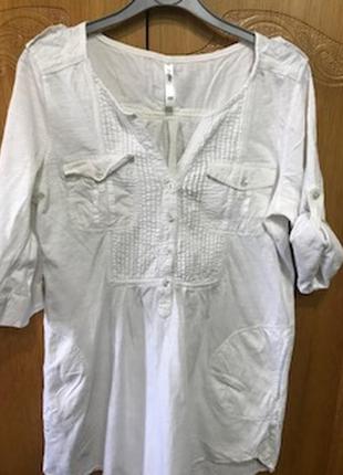 Белая рубашка,  блузка трикотажная  46-48р(12),  100% коттон