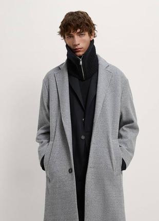 Мужское шерстяное пальто zara серый цвет, размер xl