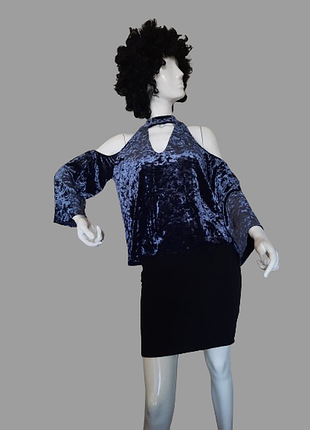 Стильный бархатный топ блуза с открытыми плечами №603