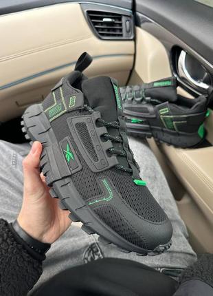 Мужские кроссовки черные с зеленым в стиле reebok zig kinetica edge black green7 фото