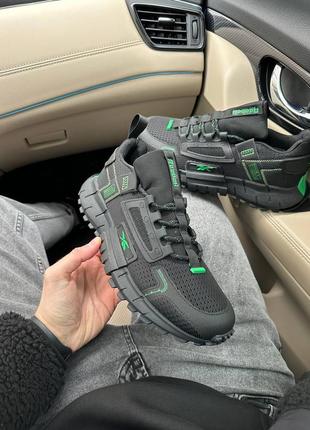 Мужские кроссовки черные с зеленым в стиле reebok zig kinetica edge black green6 фото