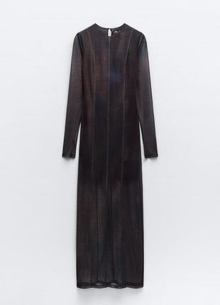 Максі сукня, плаття чохол в сіточку, клітинку zara