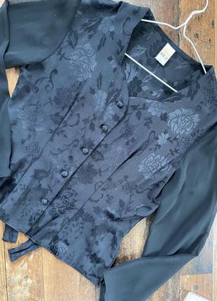 Шикарная черная винтажная блуза из 80х-90х4 фото