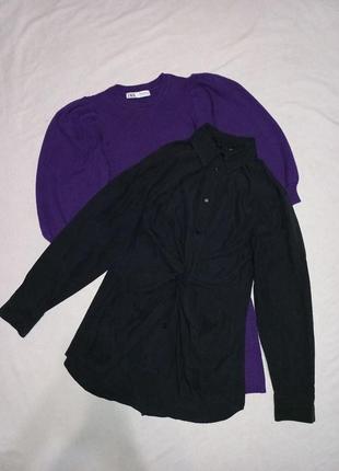 Черная блуза рубашка zara2 фото
