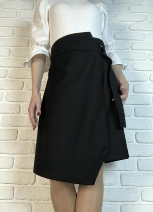 Асимметричная юбка на запах с интересным поясом. дизайнерская юбка с шерстью в составе. стильная юбка на запах6 фото