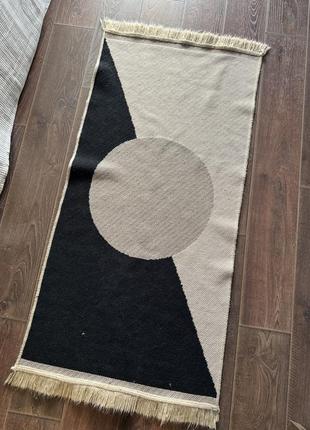 Двосторонній килим доріжка приліжковий lc waikiki home 150x80 см з орнаментом мінімалістичний чорний бежевий8 фото