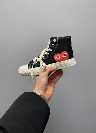 Кеди comme des garçons play x converse high ‘black’5 фото