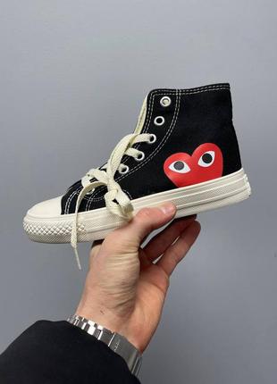 Кеди comme des garçons play x converse high ‘black’3 фото