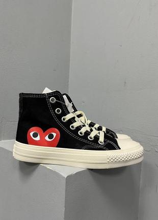 Кеди comme des garçons play x converse high ‘black’1 фото