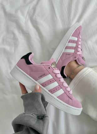 Женские замшевые кеды adidas campus pink